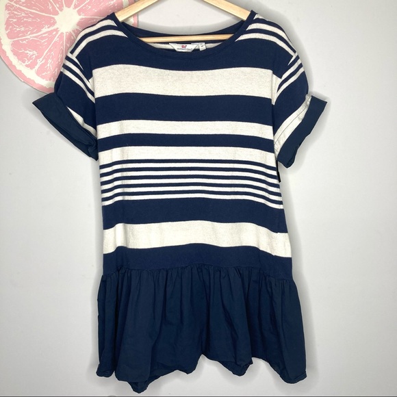 Vineyard vines striped ruffle shirt dress medium - Picture 1 of 7